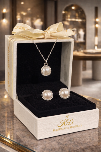 Сребърен комплект 925 Halo Pearl