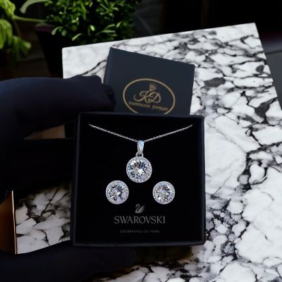 Сребърен комплект с кристали Сваровски 7007